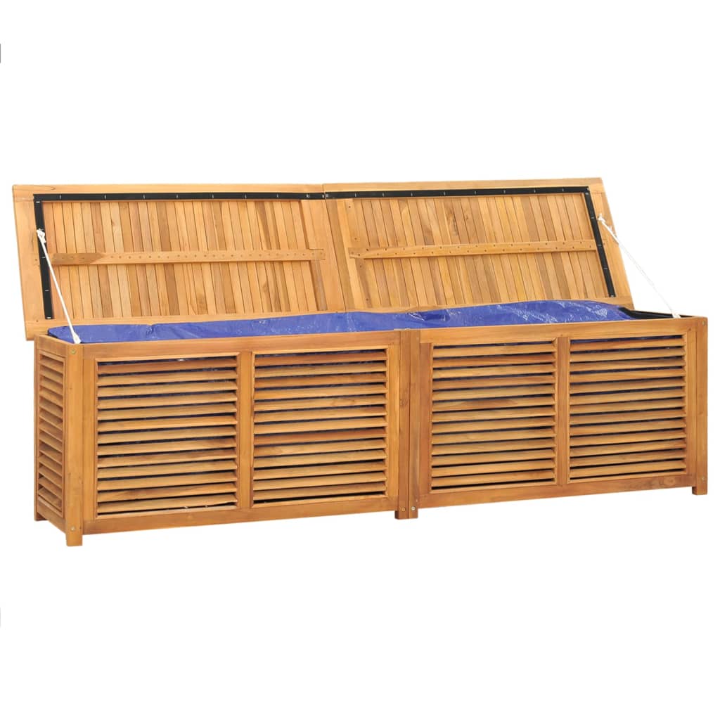 NNEVL Garden Storage Box with Bag 200x50x53 cm Solid Wood Teak