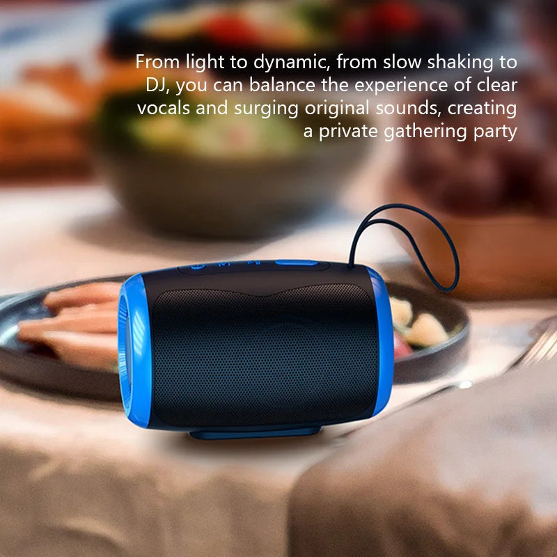 IPX5 Portable Bluetooth 5.3 Speaker — Hi-Fi Stereo, Multi-Input (Blue)