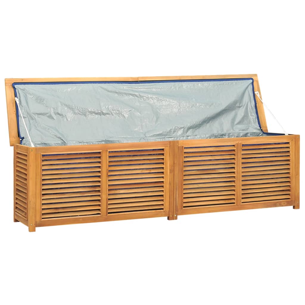 NNEVL Garden Storage Box with Bag 200x50x53 cm Solid Wood Teak