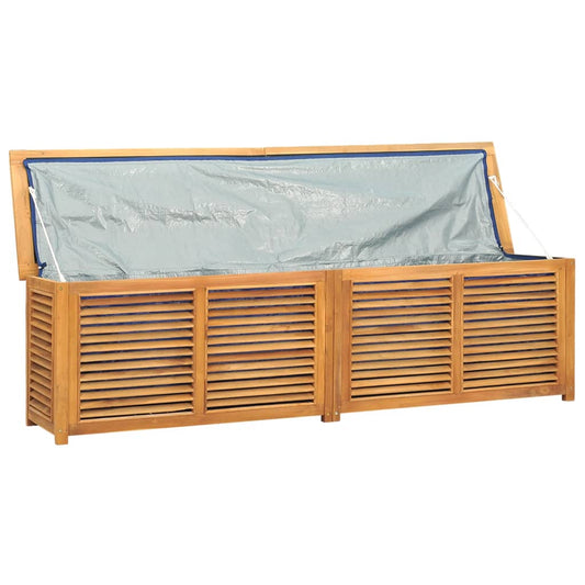 NNEVL Garden Storage Box with Bag 200x50x53 cm Solid Wood Teak