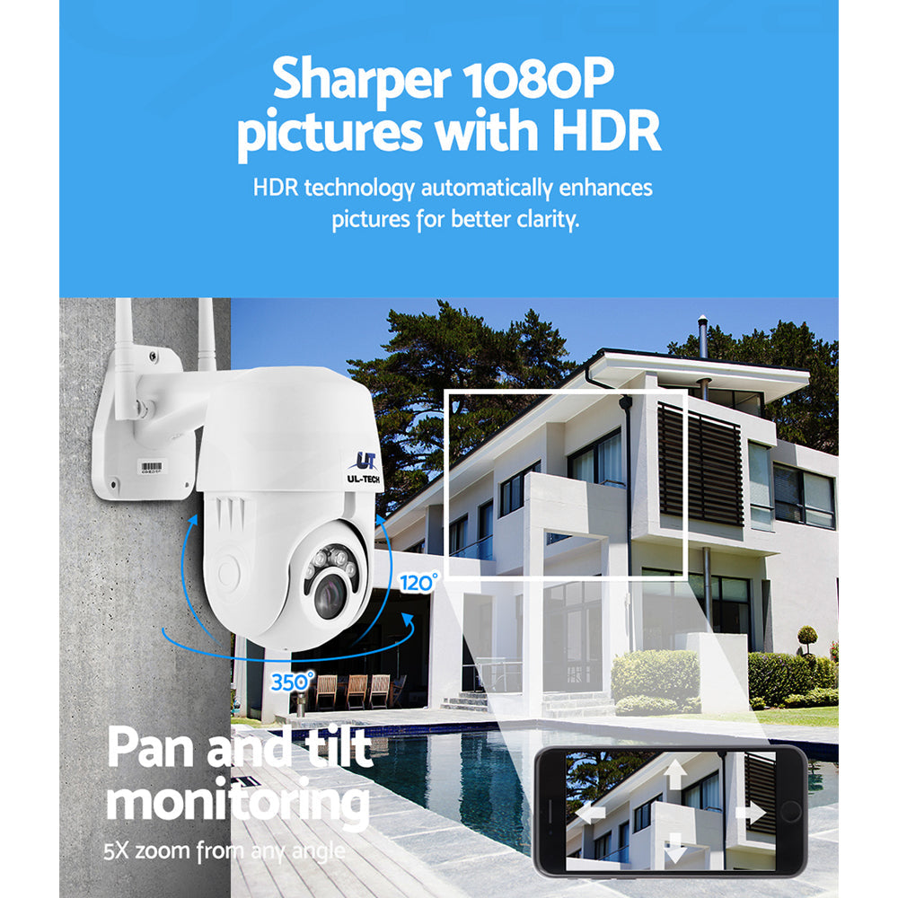 Outdoor 1080P WiFi PTZ Security Camera — 2MP CCTV with Night Vision & Remote Pan/Tilt