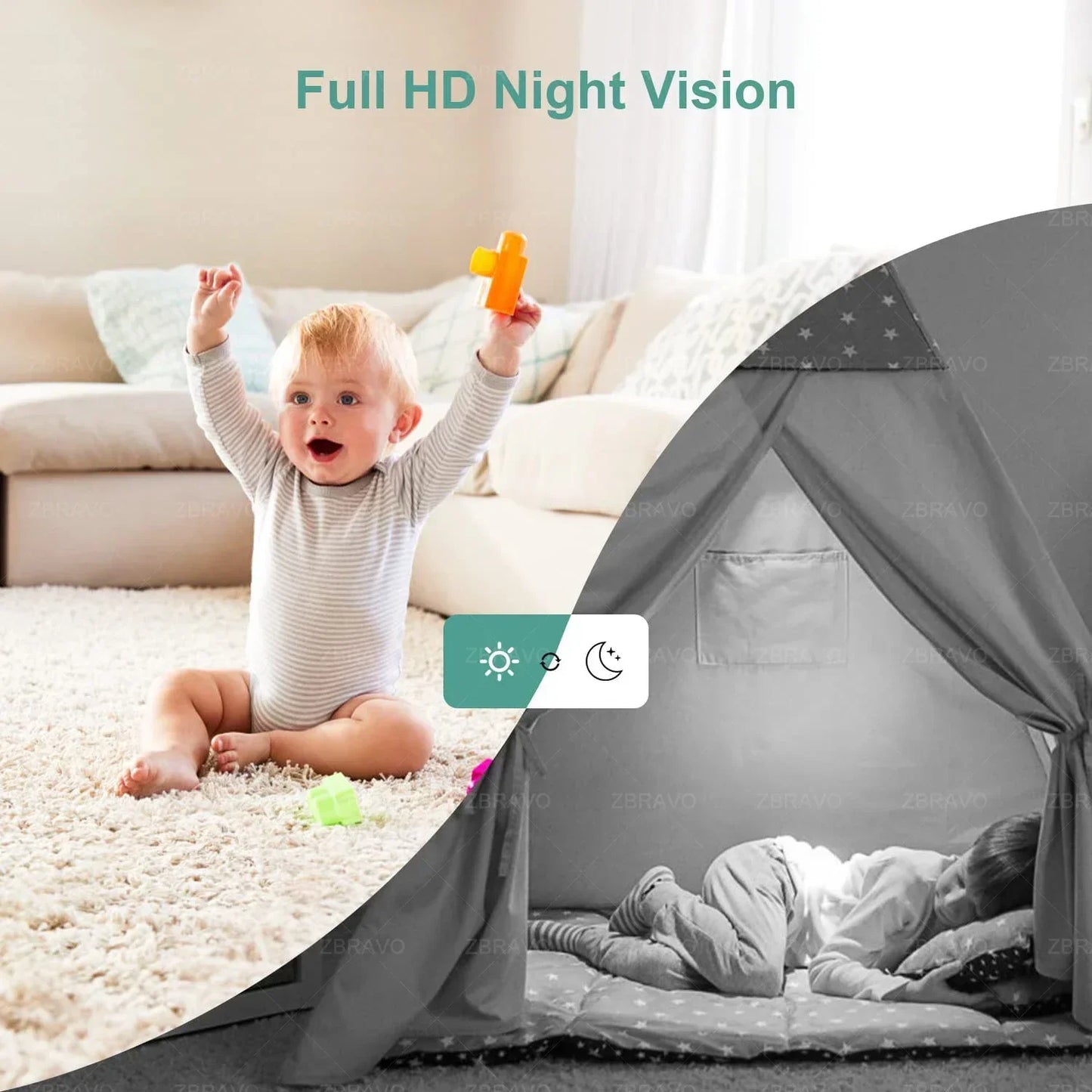 5MP WiFi Indoor Security Camera — Baby Monitor with Night Vision & Auto-Tracking