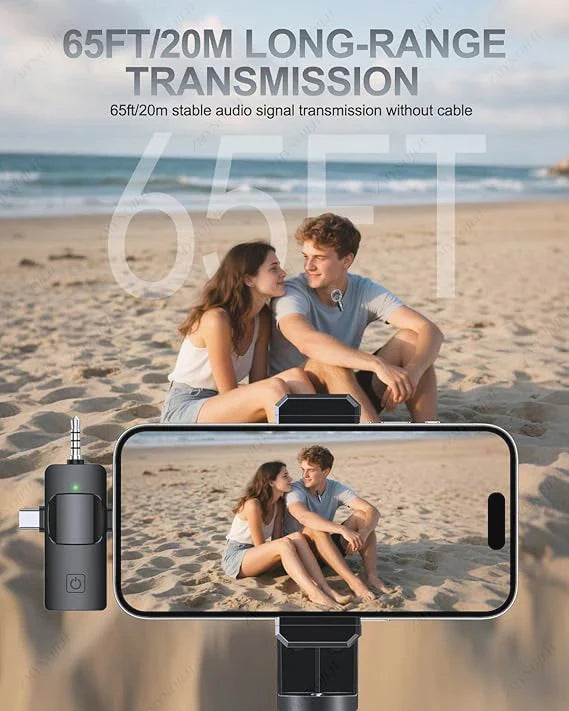 NNEOBA Wireless Lavalier Microphone for iPhone Android Live Recording