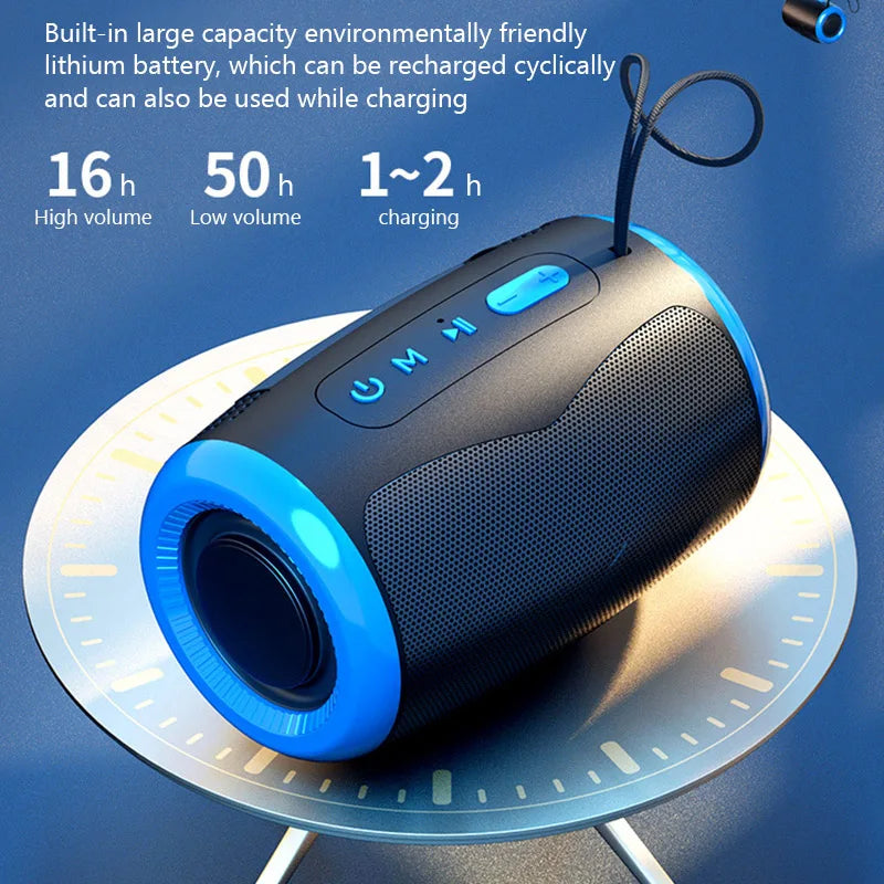 IPX5 Portable Bluetooth 5.3 Speaker — Hi-Fi Stereo, Multi-Input (Blue)