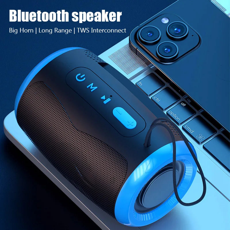 IPX5 Portable Bluetooth 5.3 Speaker — Hi-Fi Stereo, Multi-Input (Blue)