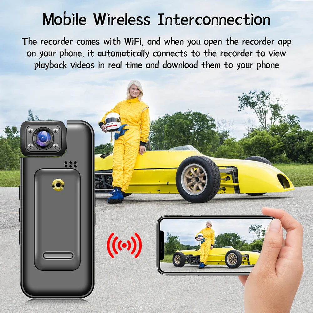 4K WiFi Mini Body Camera — Night Vision, Motion Detection & 8Hr Battery (Black)