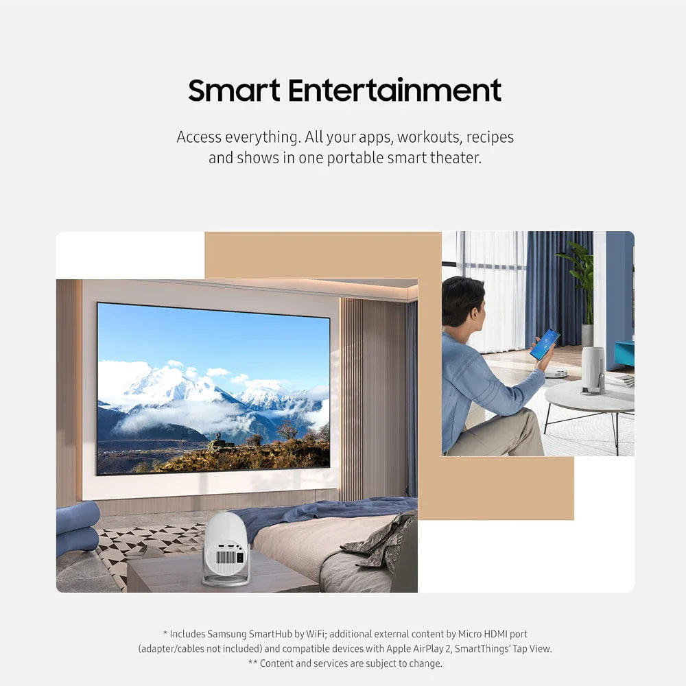 Ultra HD Portable Projector — 1080p Full HD, Android 12, 680 ANSI Lumens (White)