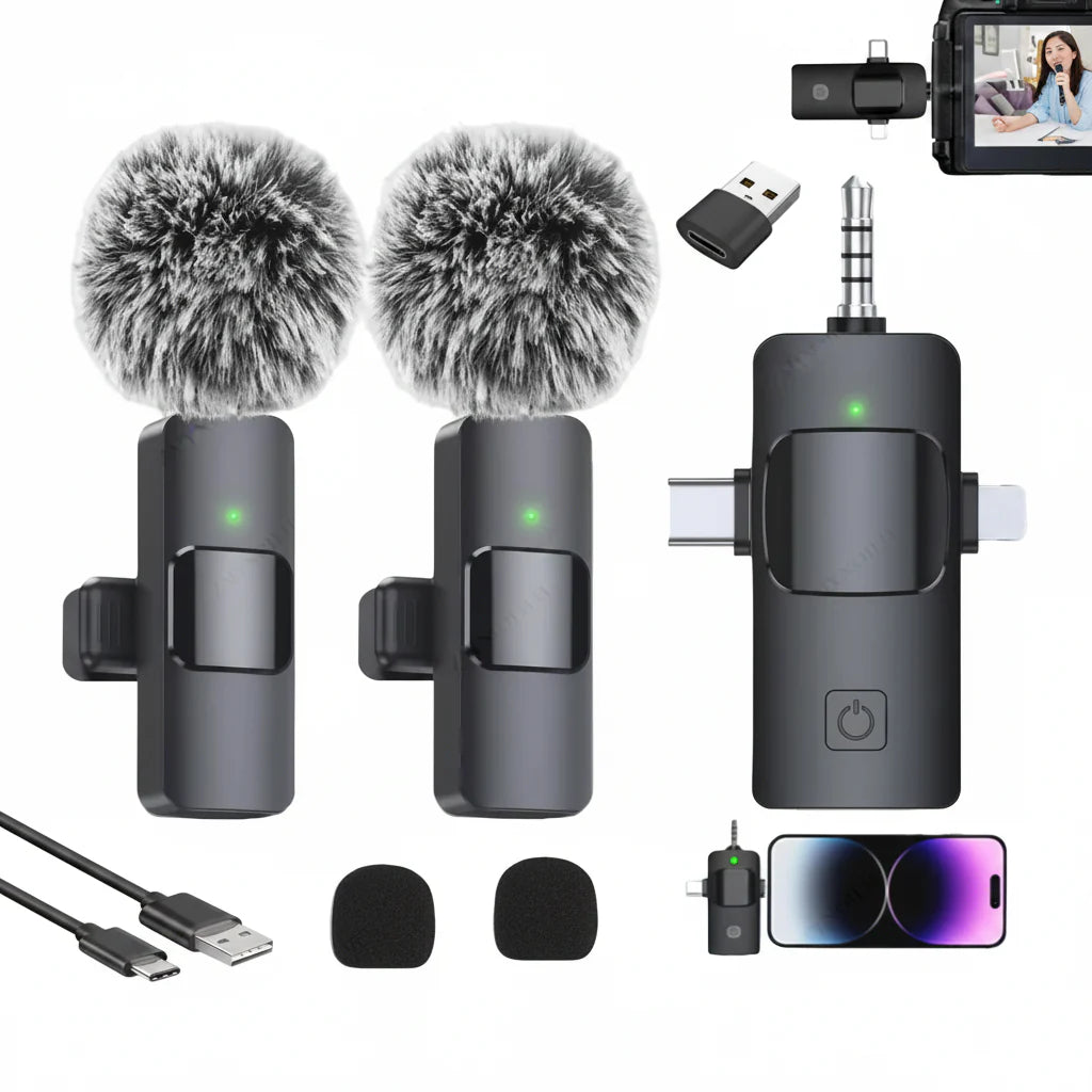 NNEOBA Wireless Lavalier Microphone for iPhone Android Live Recording