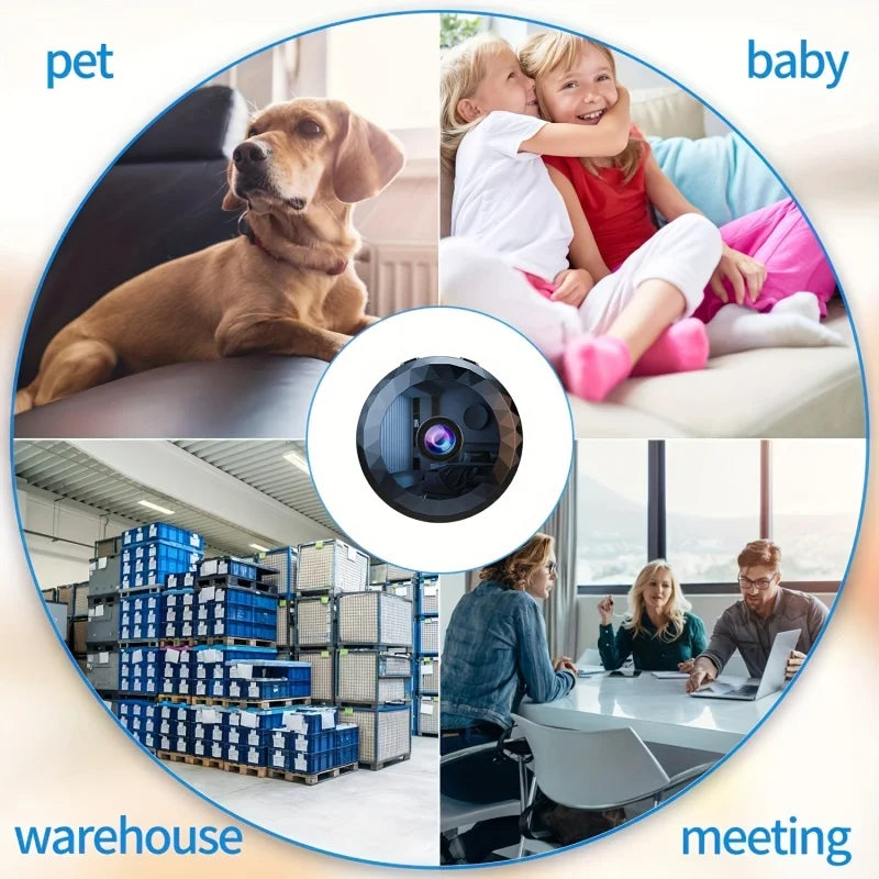 Mini 1080P WiFi Security Camera — Night Vision, Remote Monitoring & 360° Magnetic Mount (Black)