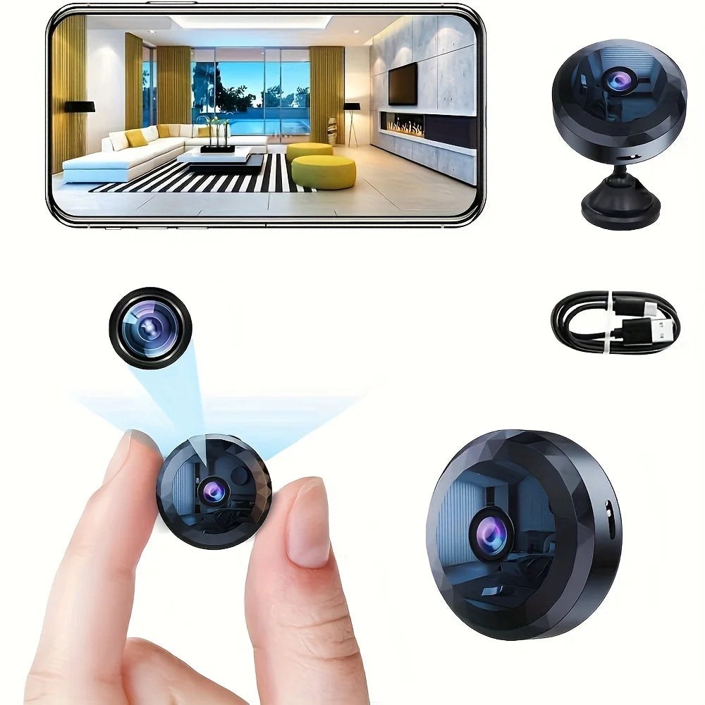 Mini 1080P WiFi Security Camera — Night Vision, Remote Monitoring & 360° Magnetic Mount (Black)