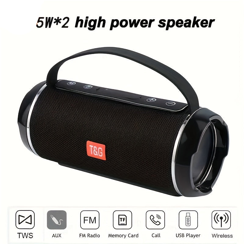 Portable Wireless Bluetooth Speaker — 5.0 Surround Sound, USB-C Charging (Black)