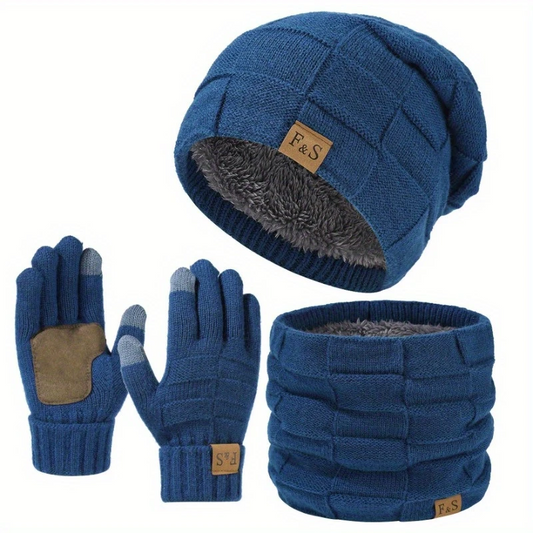 Winter Cashmere Hat Scarf Gloves Set
